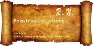 Reznicsek Nikolett névjegykártya
